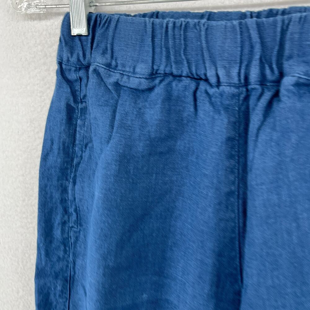 LINEN FOX Pants M Mara Linen Trouser Tapered High Rise Elastic Waist Ankle Blue - Picture 6 of 12